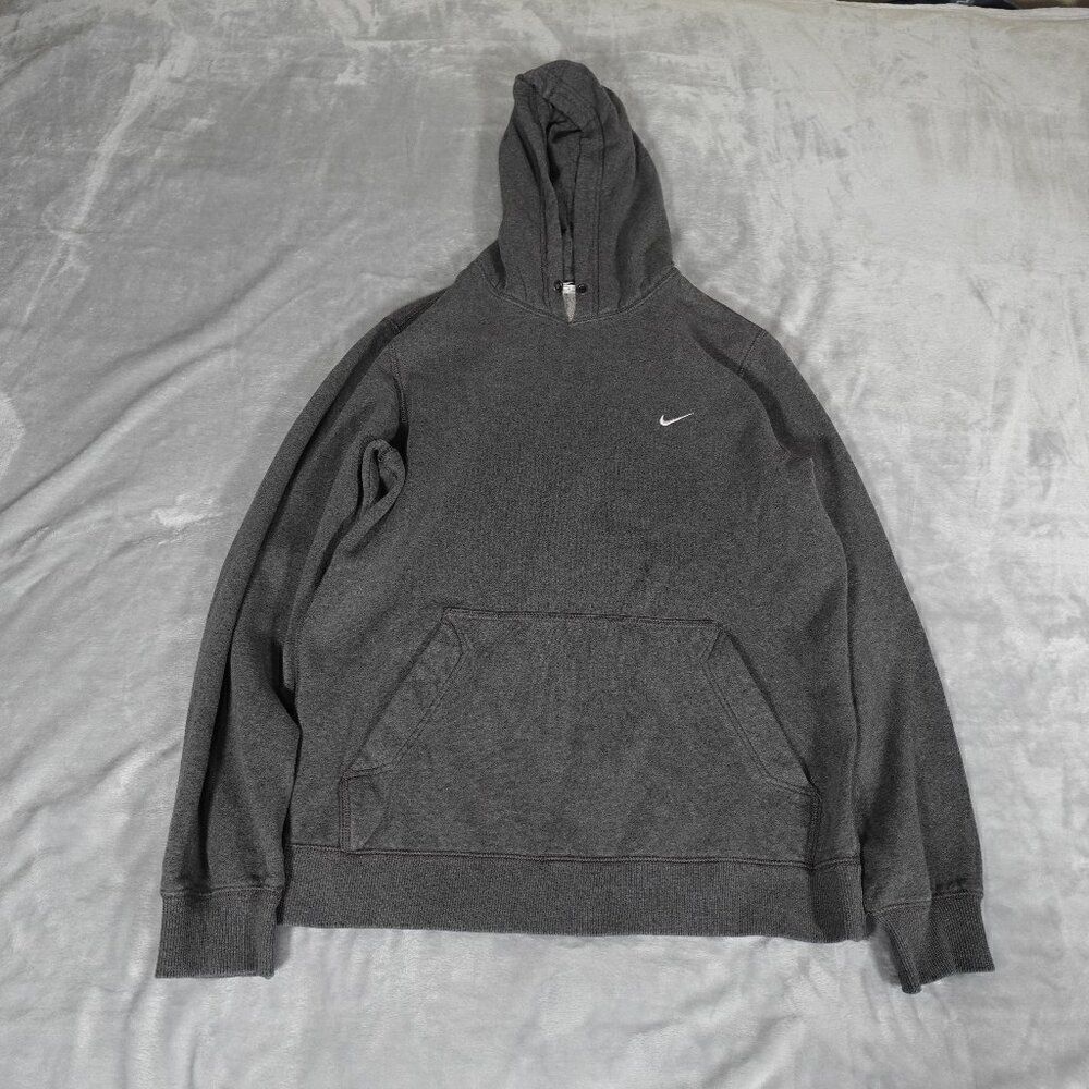 Vintage Nike Swoosh Pullover Hoodie Mens M Streetwear Embroidered Gray - Picture 1 of 11